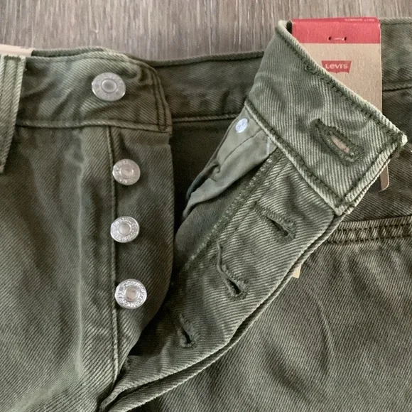LEVIS 501 High Rise Jean Cut Off Shorts Olive Green NWT - Picture 4 of 11
